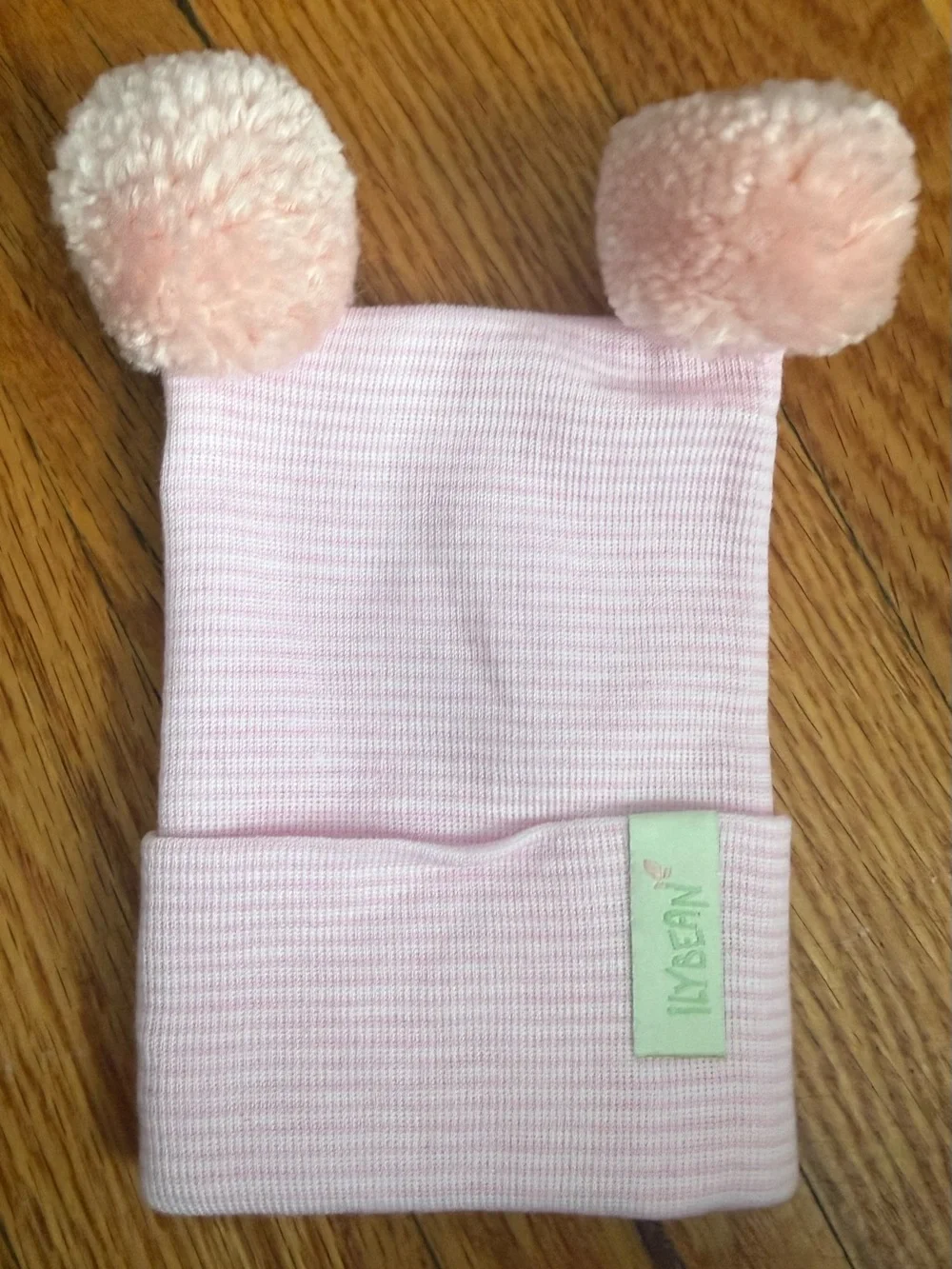 Kids Bear Pom-Pom Beanie Hat - Pink